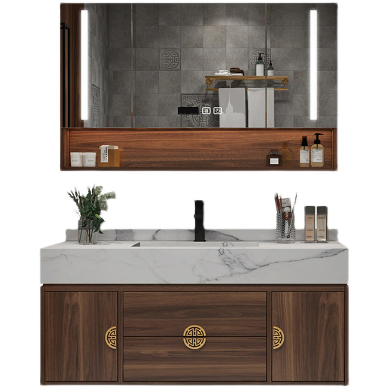 Modern Farmhouse Sink Cabinet Carrara Marble with Soft Close Door Bathroom Vanity Set