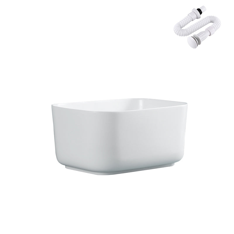 Modern Bathroom Sink with Single Faucet Hole Porcelain Rectangular Vessel Lavatory Sink