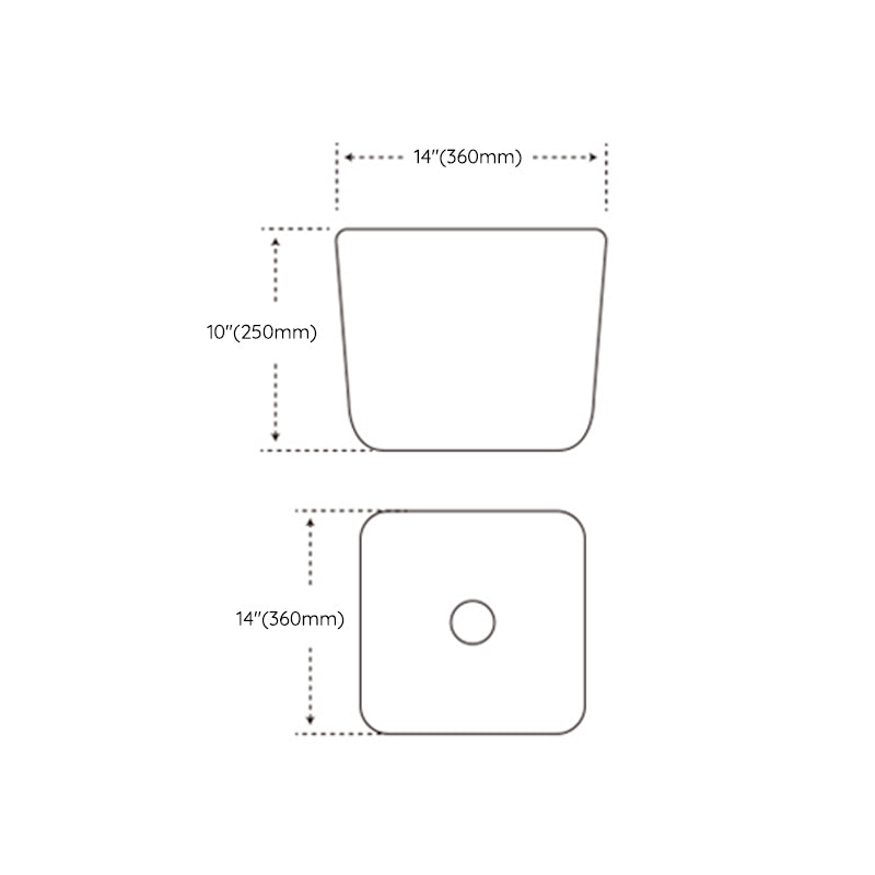 Modern Bathroom Sink with Single Faucet Hole Porcelain Rectangular Vessel Lavatory Sink