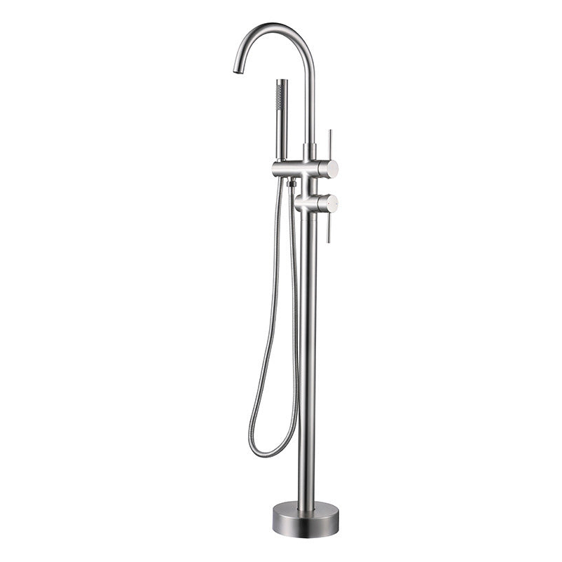 Modern Freestanding Tub Filler Floor Mounted Tub Faucet with Dual Handle