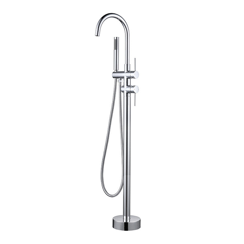 Modern Freestanding Tub Filler Floor Mounted Tub Faucet with Dual Handle