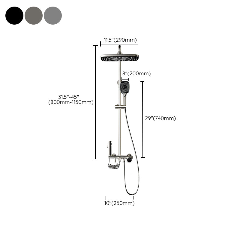 Modern Style Shower System Handle Knob Rectangle Wall Mounted Copper Shower System