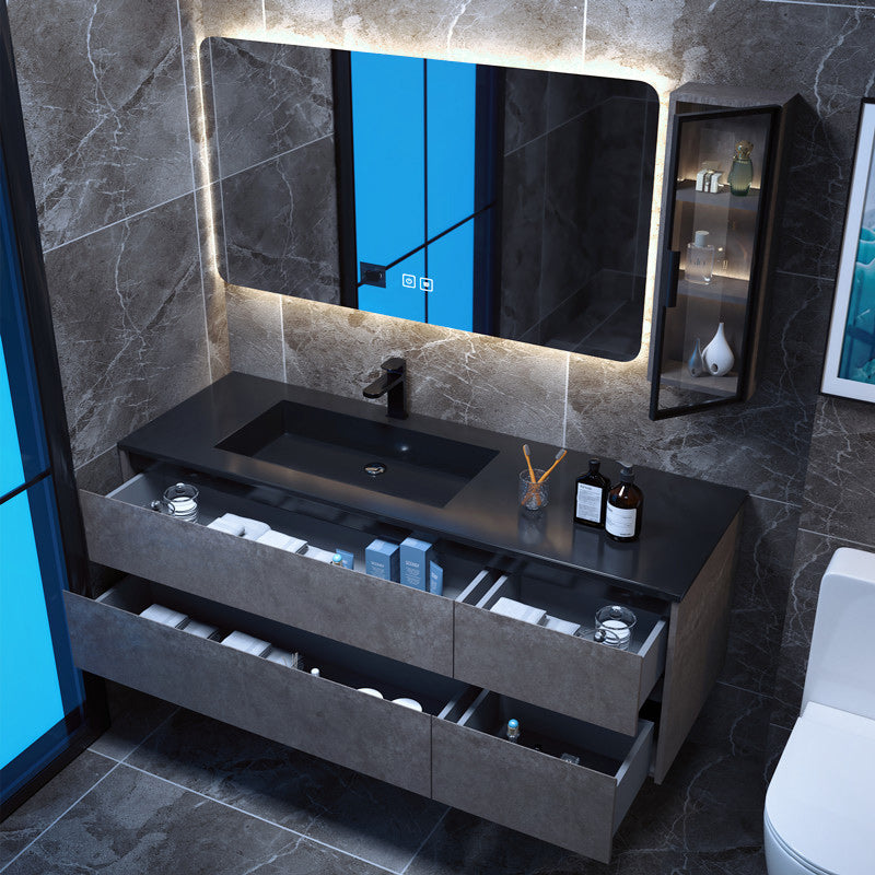Modern Bathroom Sink Vanity Limestone with Mirror and 4 Drawers Bathroom Vanity Set