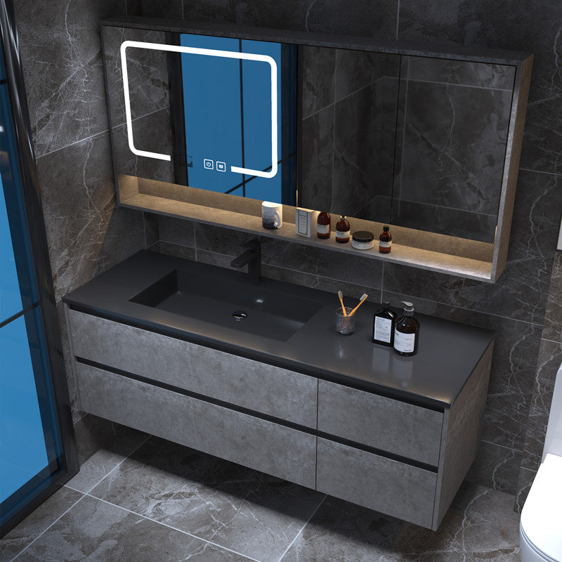 Modern Bathroom Sink Vanity Limestone with Mirror and 4 Drawers Bathroom Vanity Set