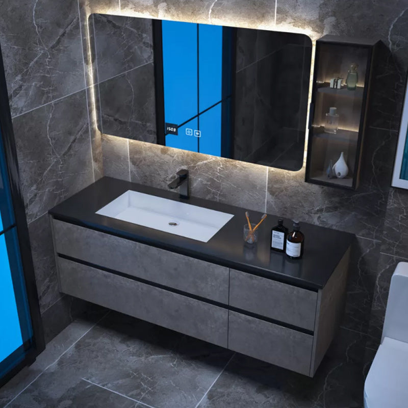 Modern Bathroom Sink Vanity Limestone with Mirror and 4 Drawers Bathroom Vanity Set