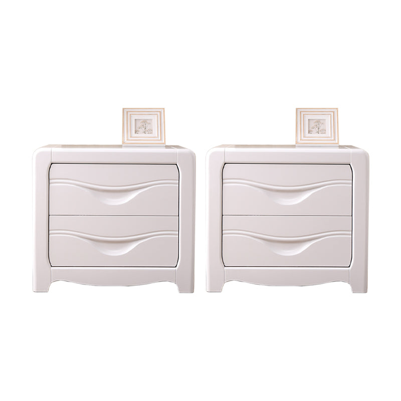 2 Drawers Solid Wood Nightstand Contemporary Oak Night Table