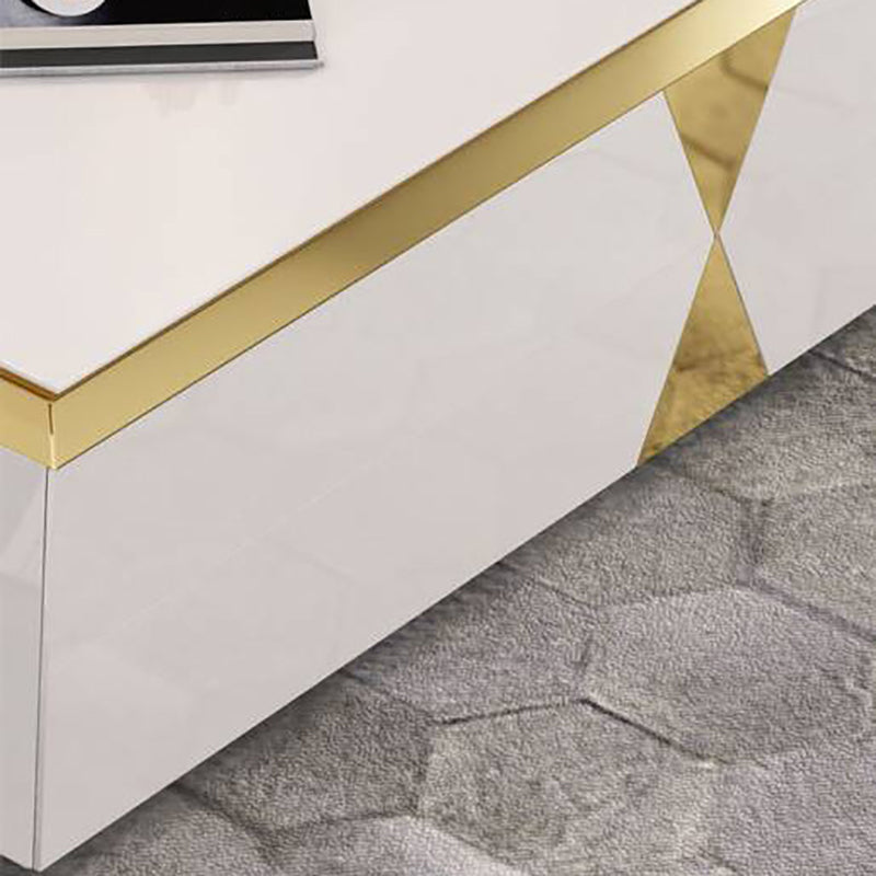 16" W Glam TV Media Stand Enclosed Storage Glass TV Media Console with Drawers