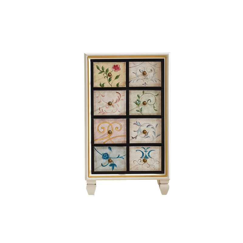 American Traditional Wooden Storage Chest Home Vertical Chest with Drawers