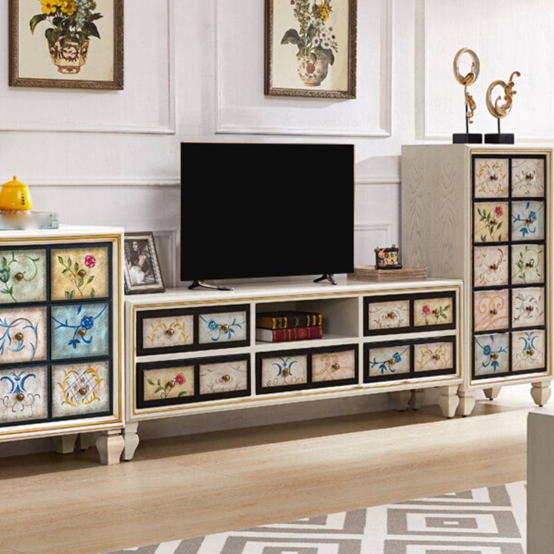 American Traditional Wooden Storage Chest Home Vertical Chest with Drawers