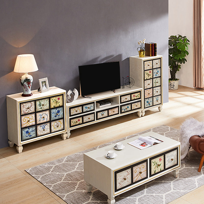 American Traditional Wooden Storage Chest Home Vertical Chest with Drawers