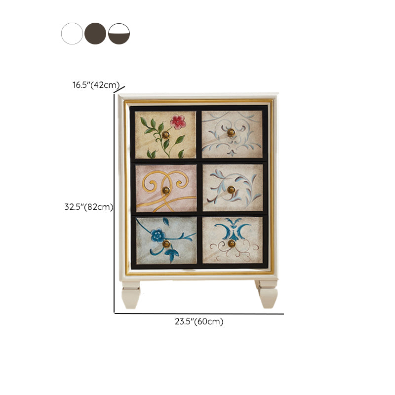 American Traditional Wooden Storage Chest Home Vertical Chest with Drawers