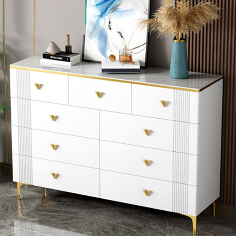 Glam Chest Bedroom Stone 15.7" Wide Chest in White with Drawers
