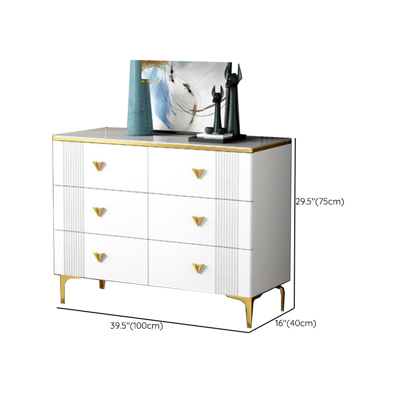 Glam Chest Bedroom Stone 15.7" Wide Chest in White with Drawers