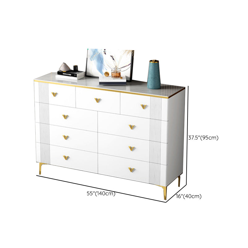 Glam Chest Bedroom Stone 15.7" Wide Chest in White with Drawers