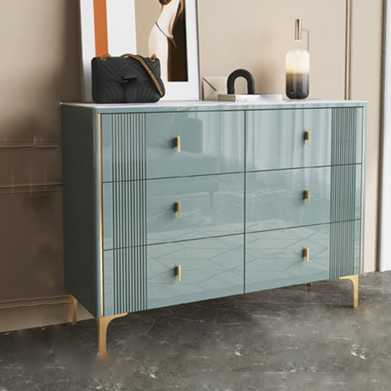 Glam Horizontal Stone Storage Chest Bedroom Chest with Drawers