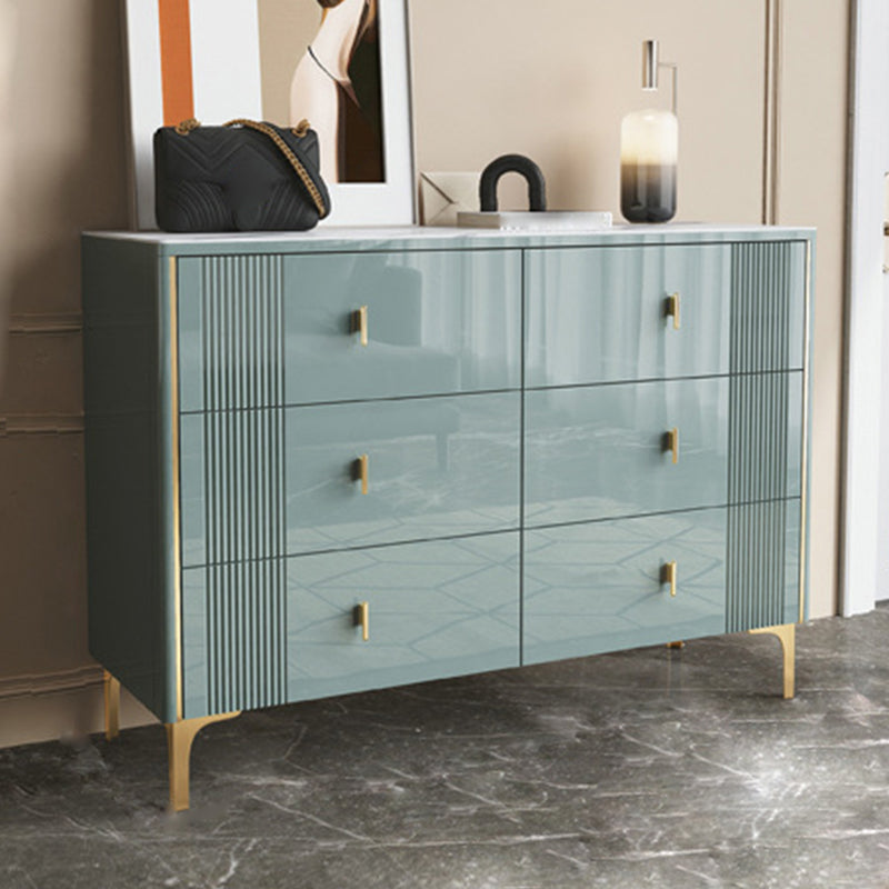 Glam Horizontal Stone Storage Chest Bedroom Chest with Drawers