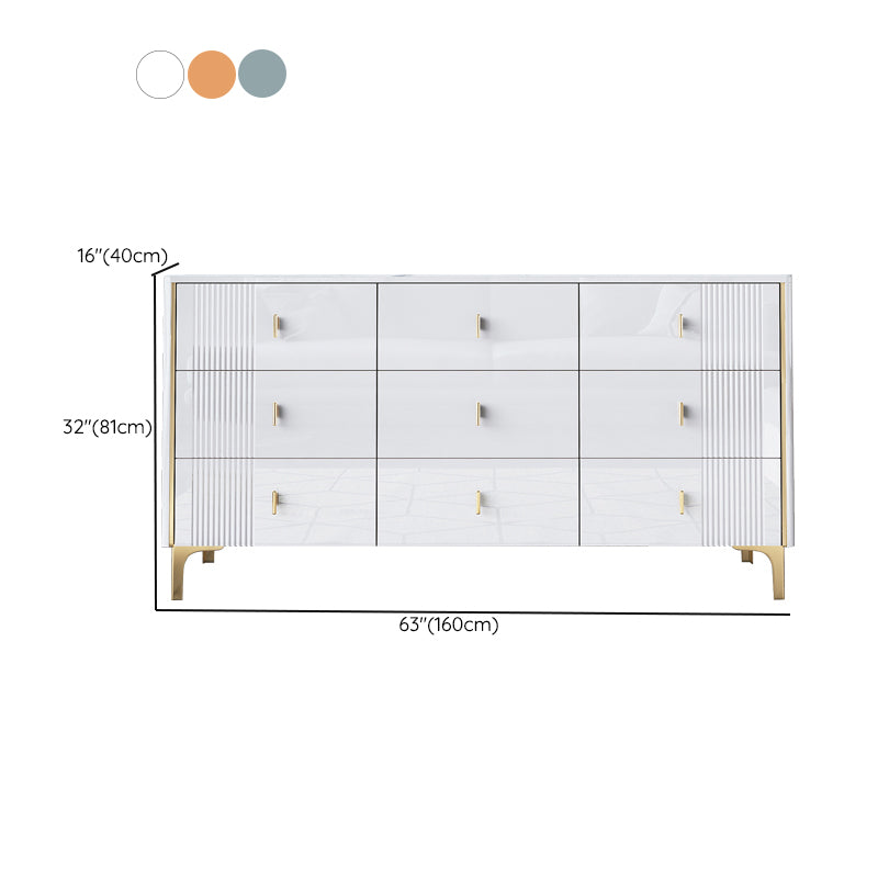 Glam Horizontal Stone Storage Chest Bedroom Chest with Drawers