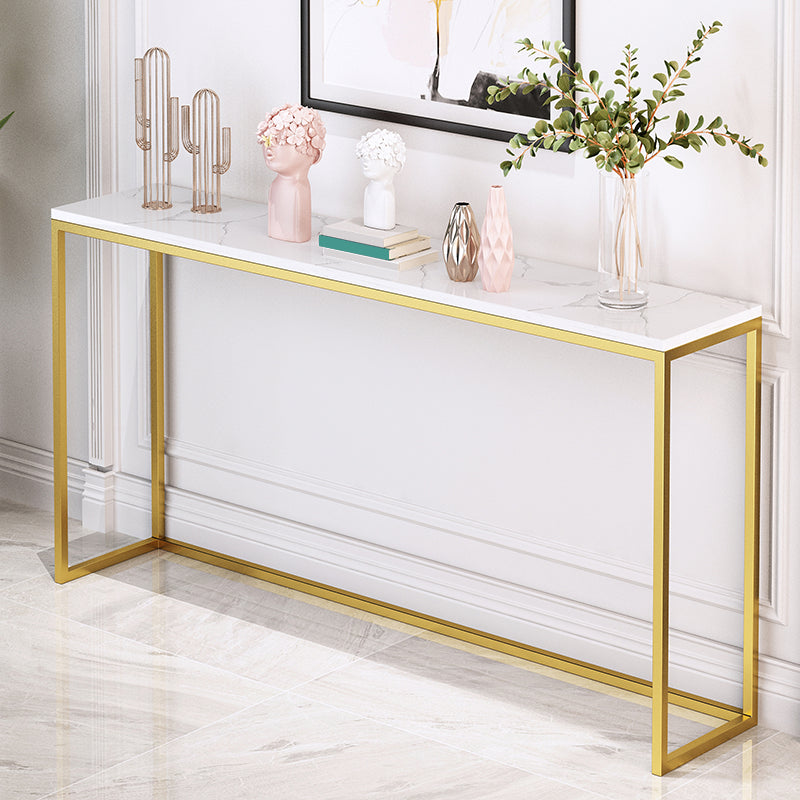 33.46" Tall Glam Console Sofa Table 1-Shelf Stone Accent Table for Hall