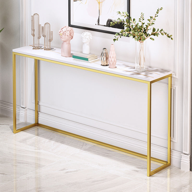 33.46" Tall Glam Console Sofa Table 1-Shelf Stone Accent Table for Hall