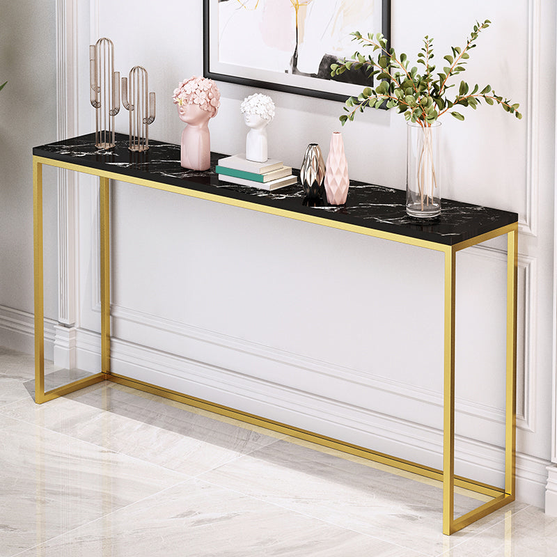 33.46" Tall Glam Console Sofa Table 1-Shelf Stone Accent Table for Hall