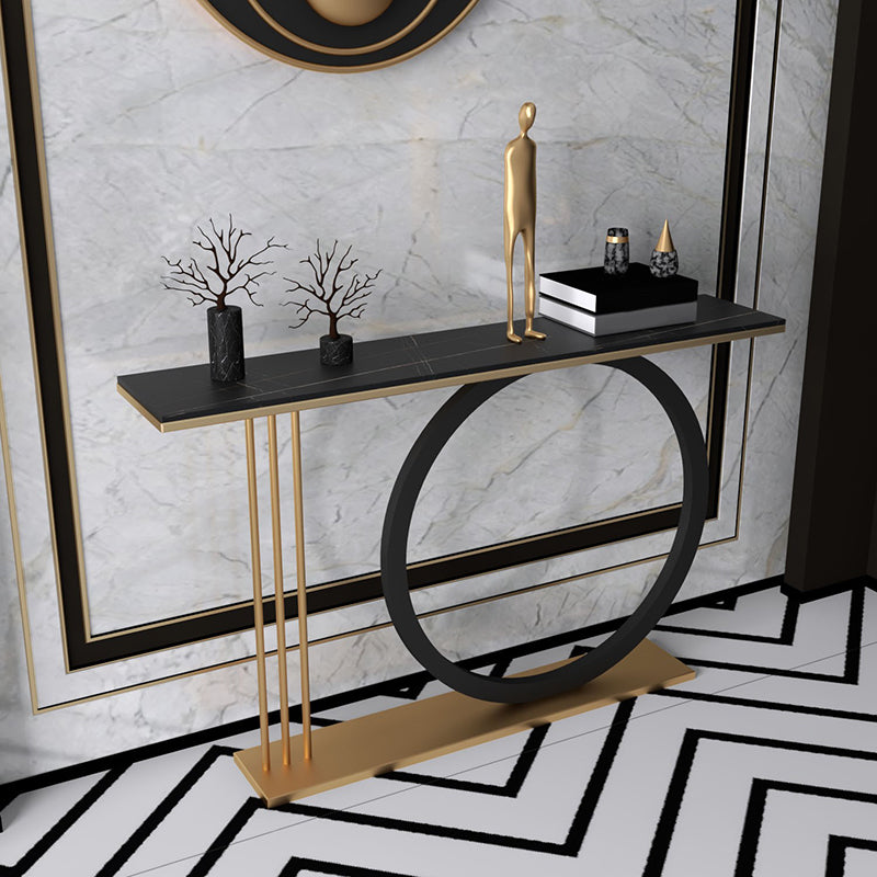 31.5-inch Tall Modern Console Table Stone Accent Table with Shelf