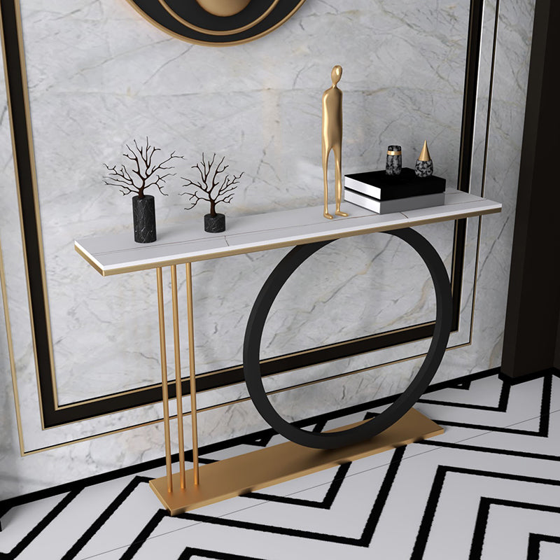 31.5-inch Tall Modern Console Table Stone Accent Table with Shelf