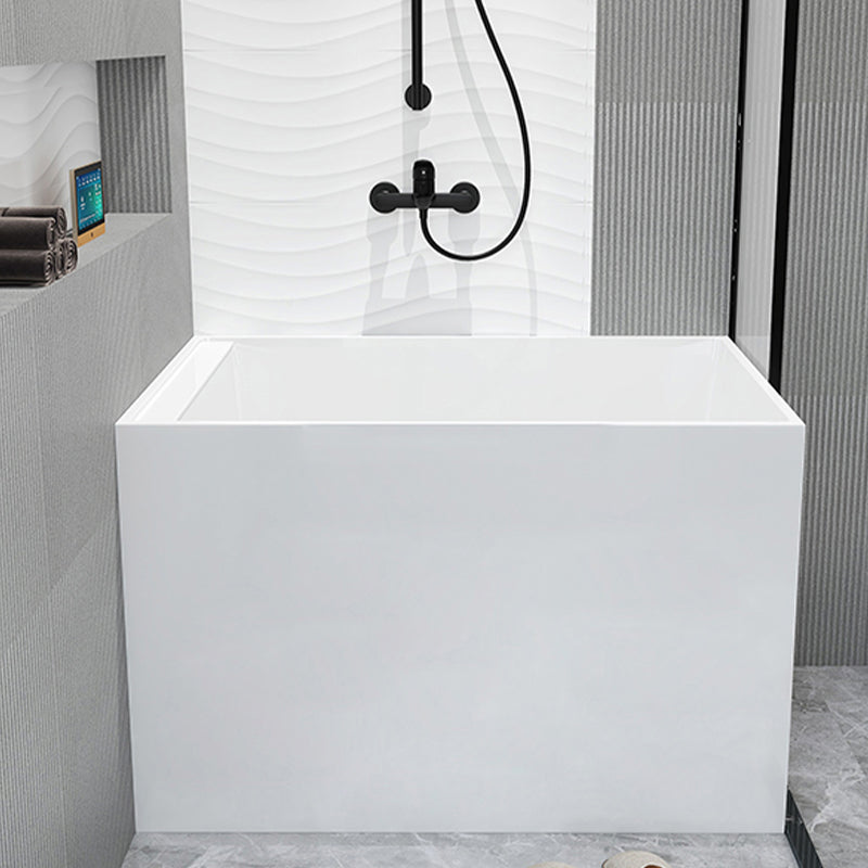 Modern Acrylic White Bathtub Rectangle Back to Wall with Drain Bath Tub