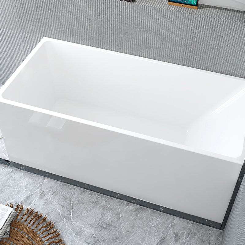 Modern Acrylic White Bathtub Rectangle Back to Wall with Drain Bath Tub