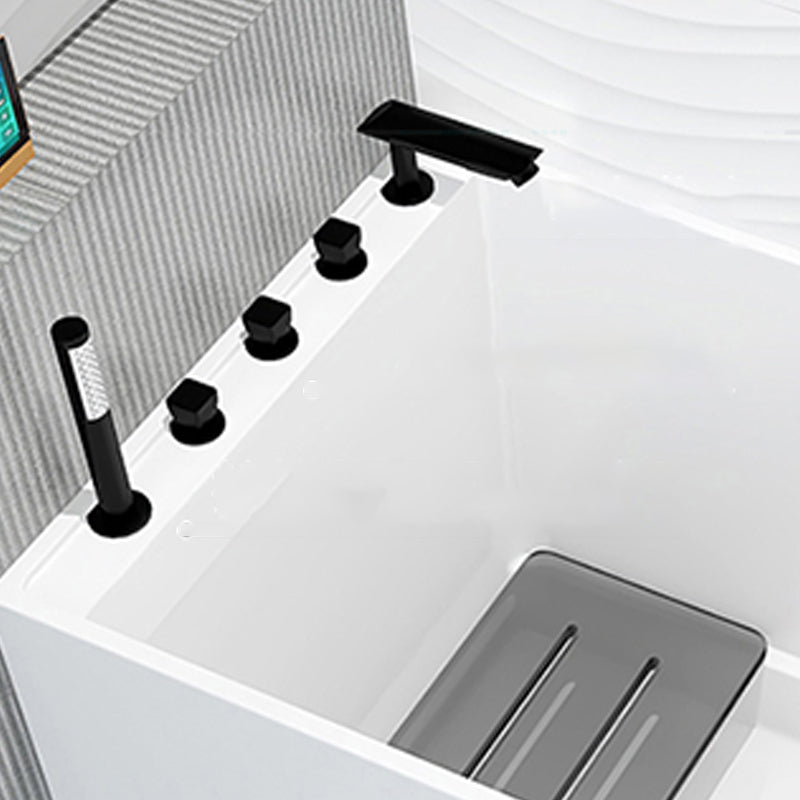 Modern Acrylic White Bathtub Rectangle Back to Wall with Drain Bath Tub