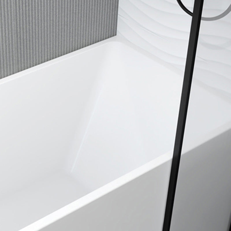 Modern Acrylic White Bathtub Rectangle Back to Wall with Drain Bath Tub