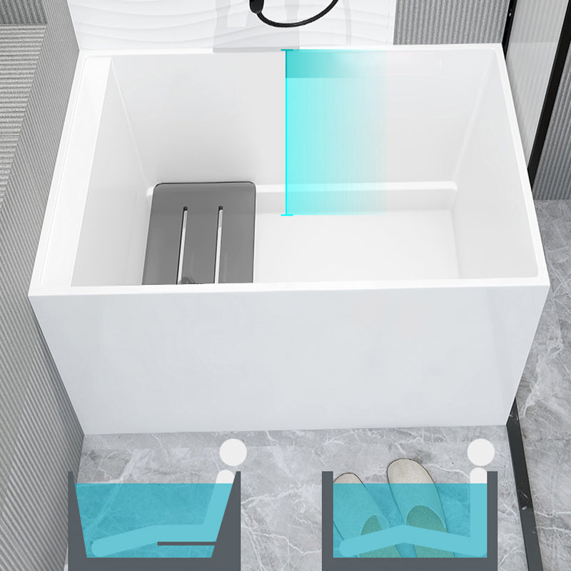 Modern Acrylic White Bathtub Rectangle Back to Wall with Drain Bath Tub
