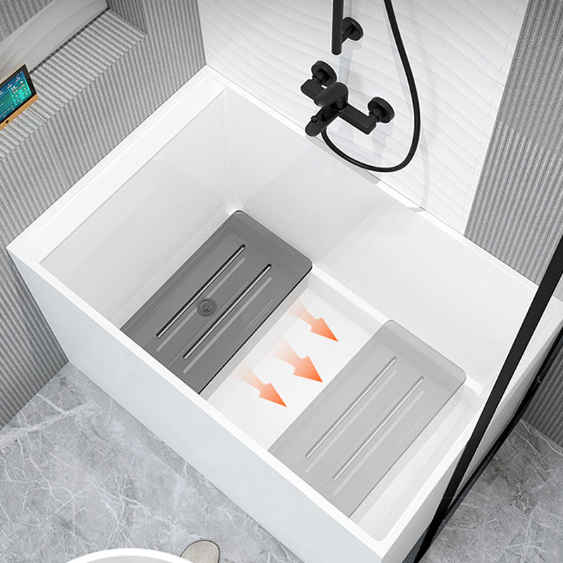 Modern Acrylic White Bathtub Rectangle Back to Wall with Drain Bath Tub