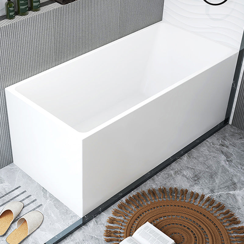 Modern Acrylic White Bathtub Rectangle Back to Wall with Drain Bath Tub