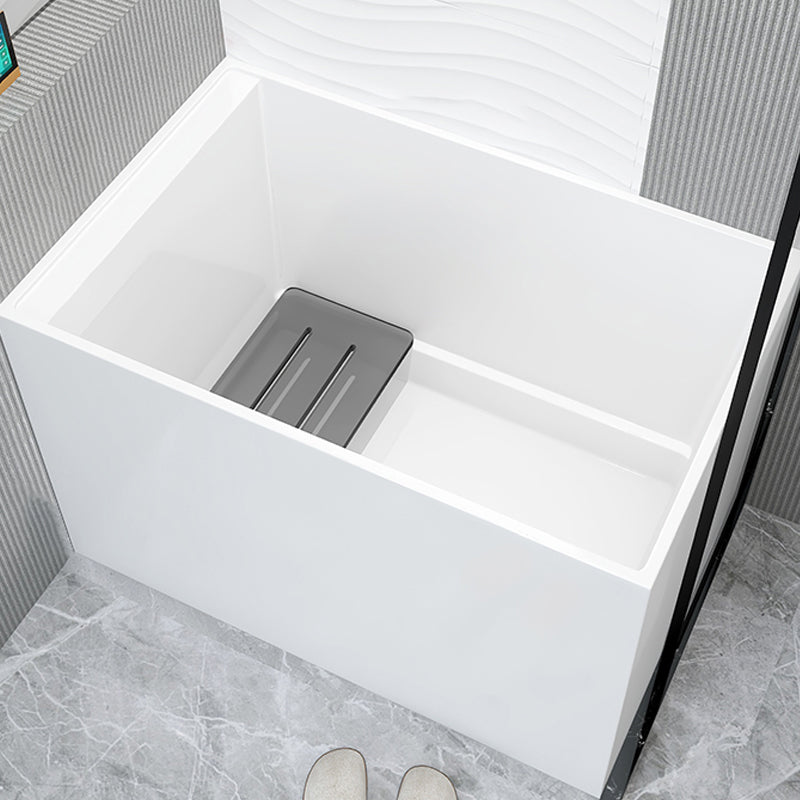 Modern Acrylic White Bathtub Rectangle Back to Wall with Drain Bath Tub