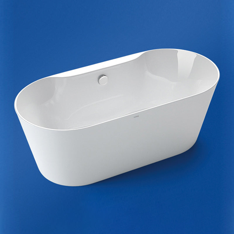 Modern Acrylic White Bathtub Ellipse Back to Wall with Drain Bath Tub