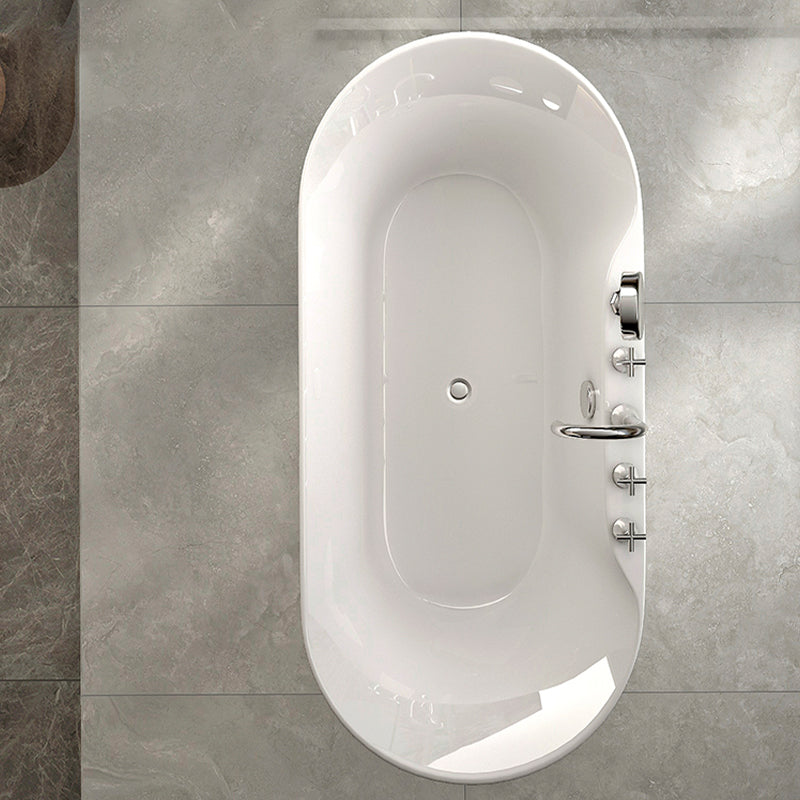 Modern Acrylic White Bathtub Ellipse Back to Wall with Drain Bath Tub