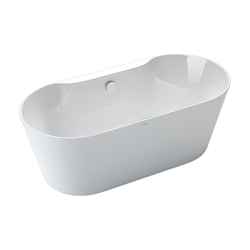 Modern Acrylic White Bathtub Ellipse Back to Wall with Drain Bath Tub