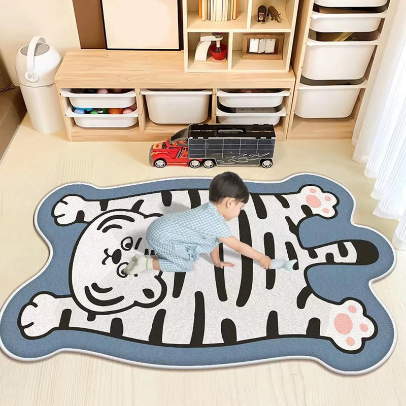 Modern Brown Rug Polyester Cartoon Pattern Rug Washable Rug for Home Decor
