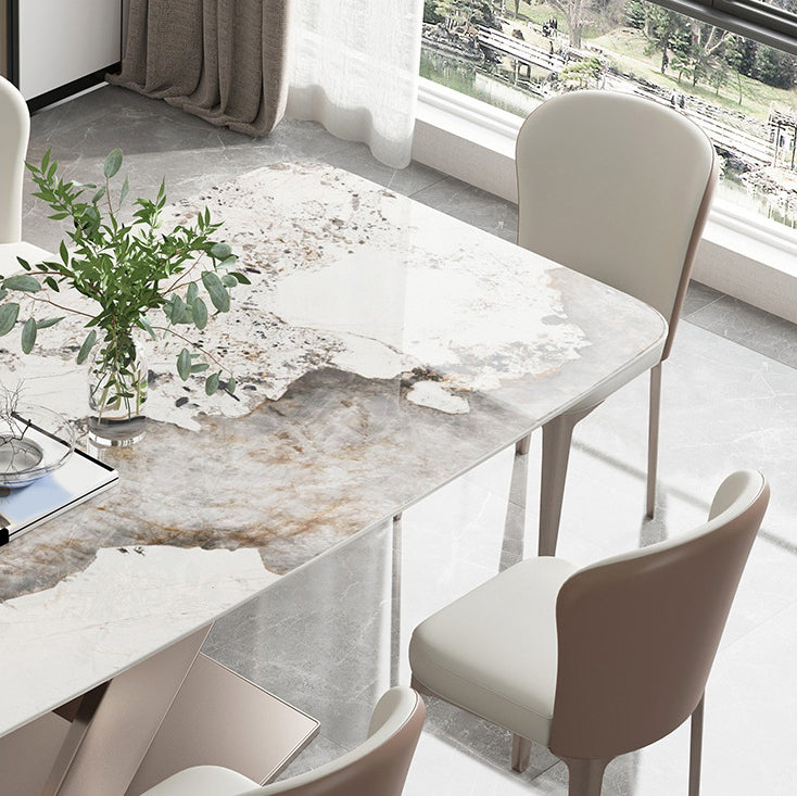 Glam Style Dinette Set for Dining Room 1/2/5/7 Pieces Glossy White Dining Table Set