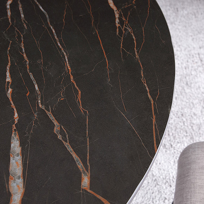 Metal Contemporary Dining Set 1/2/3 Pieces Black Stone Dining Table with Padded Chairs