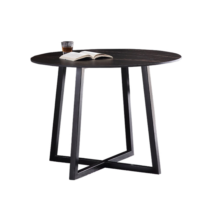 Metal Contemporary Dining Set 1/2/3 Pieces Black Stone Dining Table with Padded Chairs