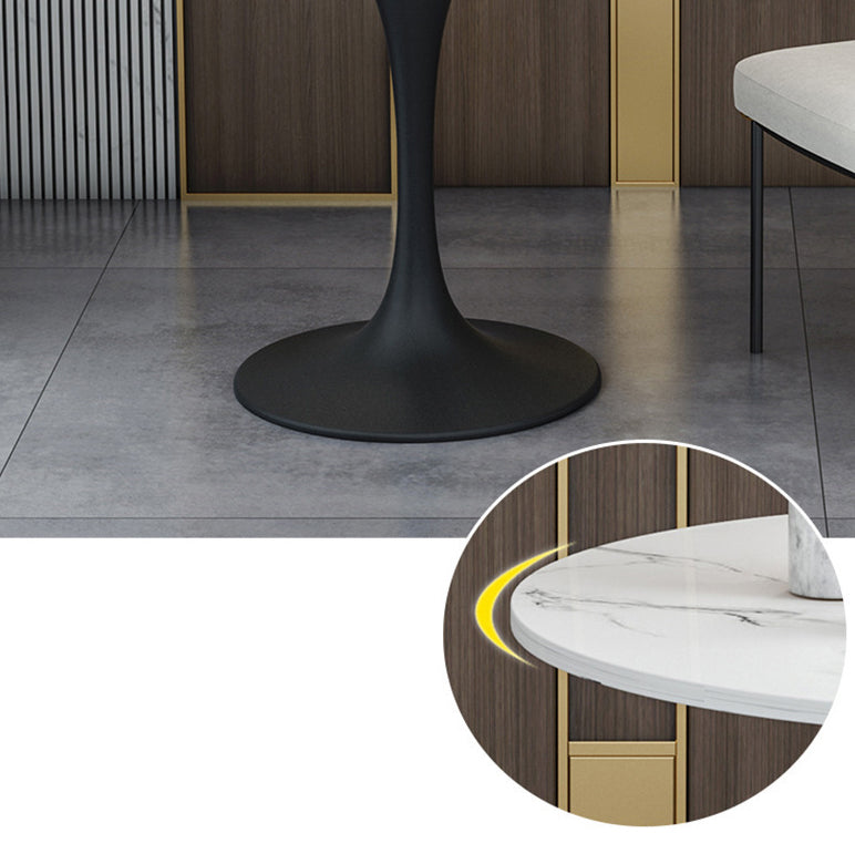 White Faux Marble Top Dining Table Set 1/2/5 Pieces Round Dining Set with Padded Chairs