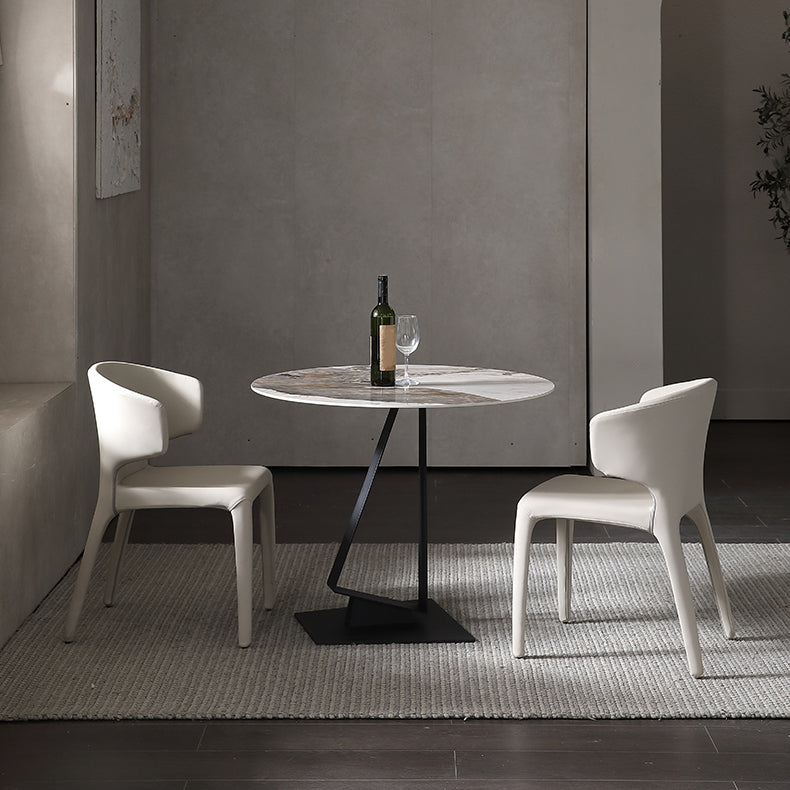 Glossy White Stone Dining Table Set 1/2/3/4 Pieces Modern Dinette Set for Kitchen