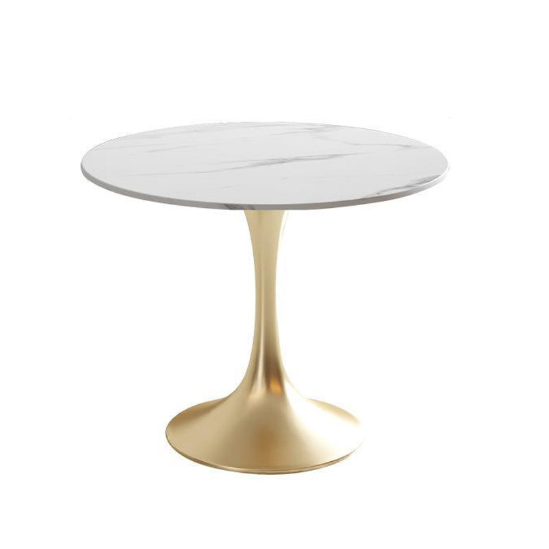 Modern Dinette Set with Metal Chairs 1/2/4/5 Pieces Glossy White Dining Table Set