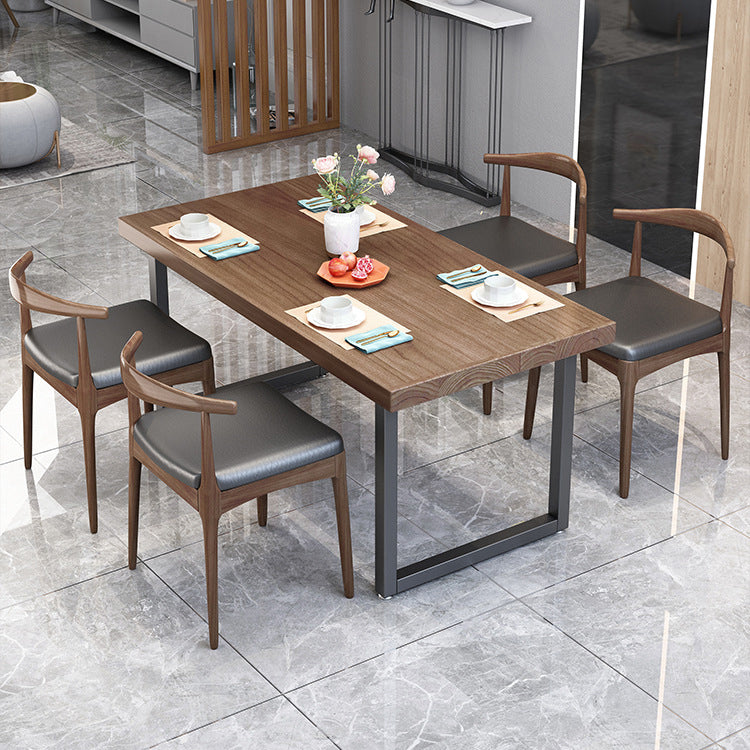 Industrial Dark Brown Dining Set 1/2/5/7 Pieces Solid Wood Dinette Set for Home