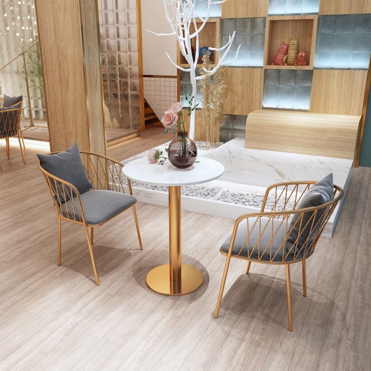 Glam Dinette Set for Home 1/2/3/5 Pieces White Dining Table Set with Metal Chairs