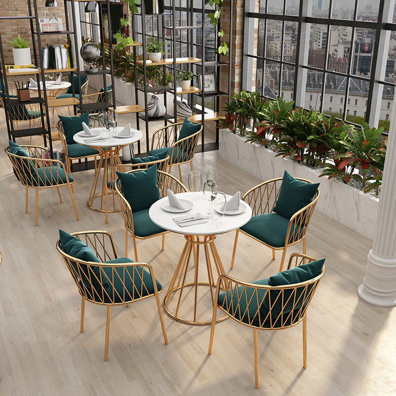 Glam Dinette Set for Home 1/2/3/5 Pieces White Dining Table Set with Metal Chairs