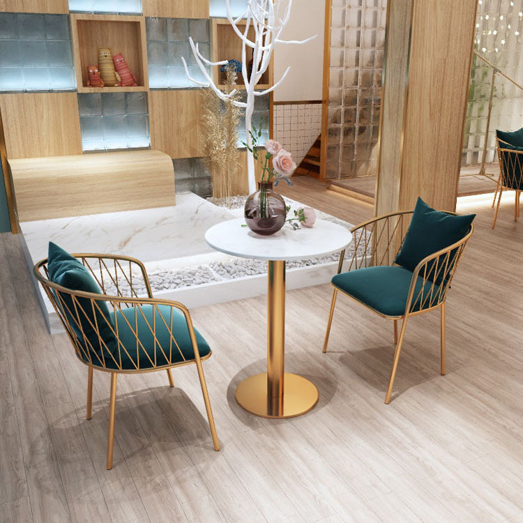 Glam Dinette Set for Home 1/2/3/5 Pieces White Dining Table Set with Metal Chairs