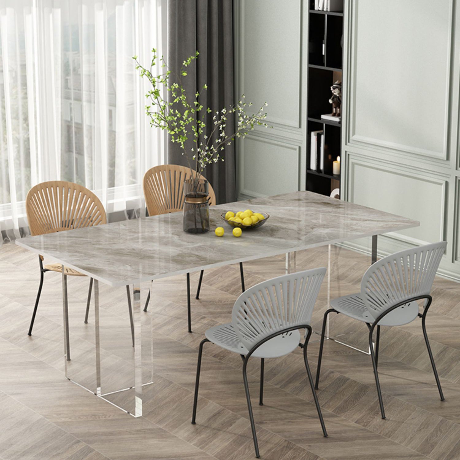 Modern 1/2/5/7 Pieces Dining Set Rectangle Stone Dining Table for Cafe