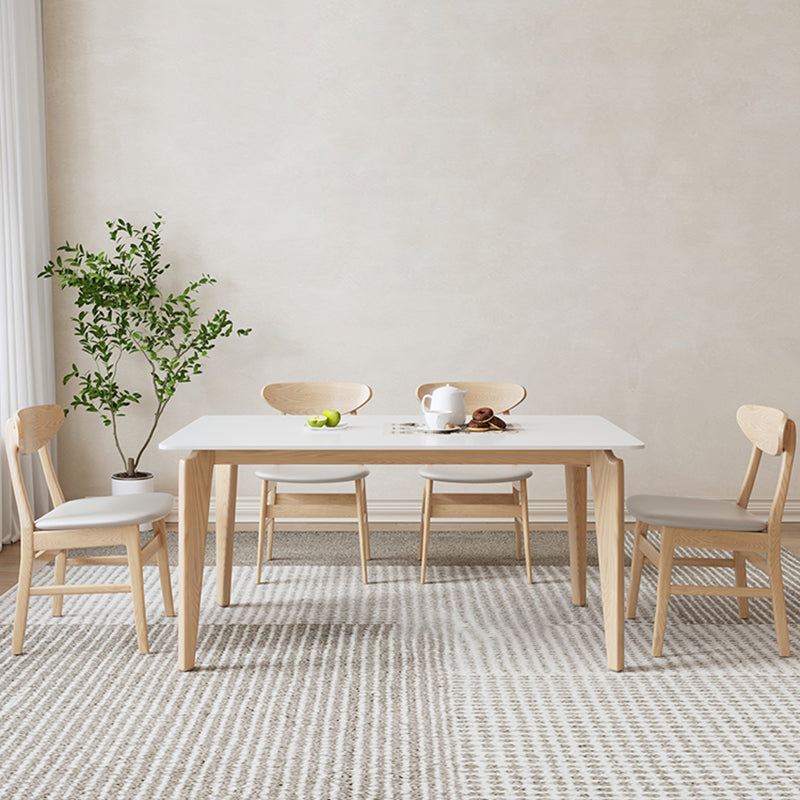 Contemporary Dining Set 1/5 Pcs Solid Wood Frame Dining Table and Chairs